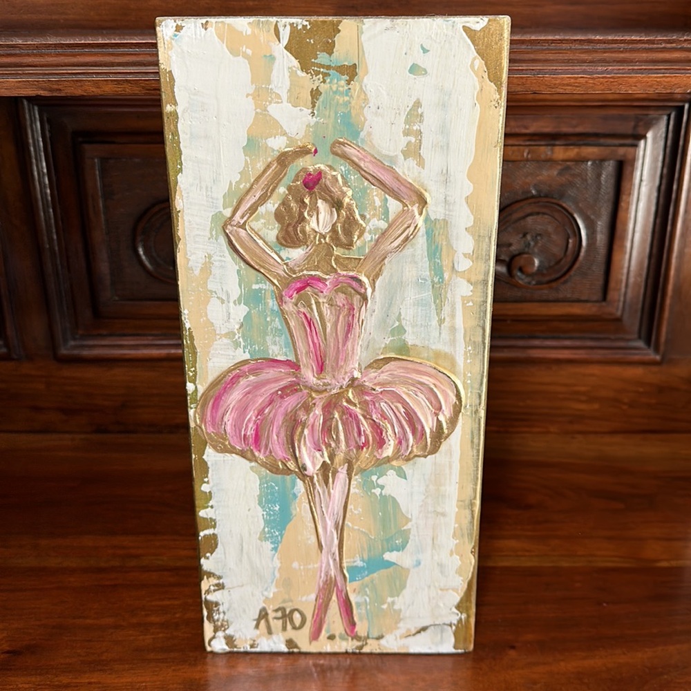Hand Painted Ballerina Relief Wall Art by Amanda DeLaughter